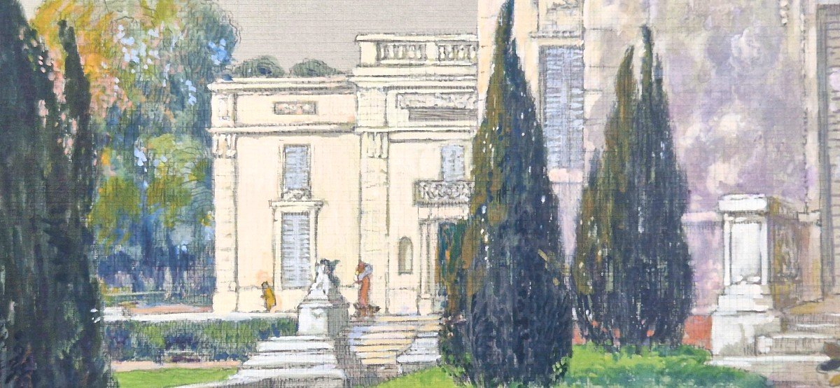 Clément Charles Bétout 1869-1945 Le Château De Bagatelle Paris Gouache-photo-2