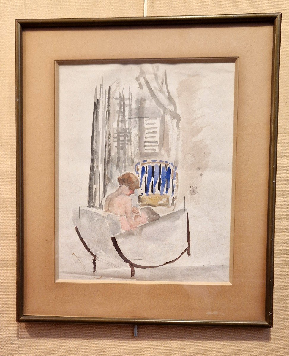 Henri Lebasque 1865-1937 Jeune Femme Assise Dans Un Fauteuil Ruhlmann Aquarelle 