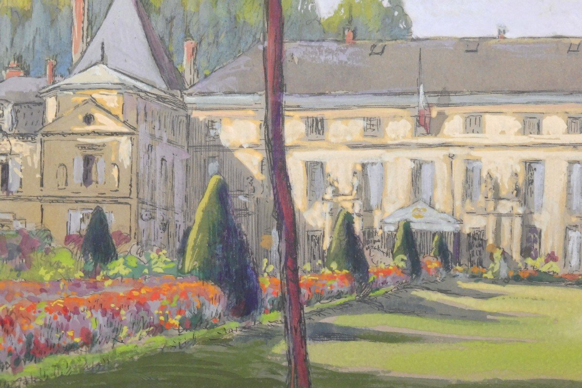 Charles Bétout 1869-1945 The Château De La Malmaison In Rueil Gouache-photo-2