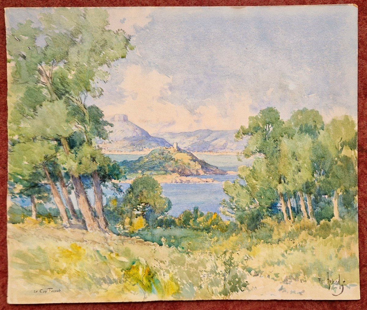 Emile Appay 1876-1935 Cap Ferrat And Pointe St Hospice Watercolor