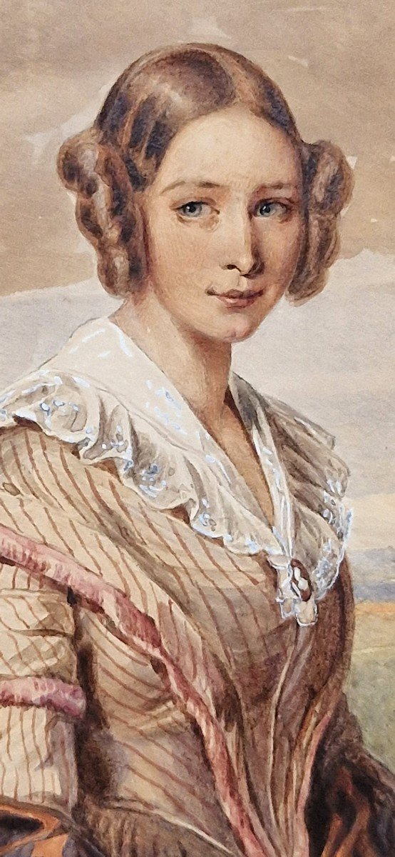 Johan Friedrich Dietler 1804-1874 Portrait De Jeune Femme Aquarelle-photo-3