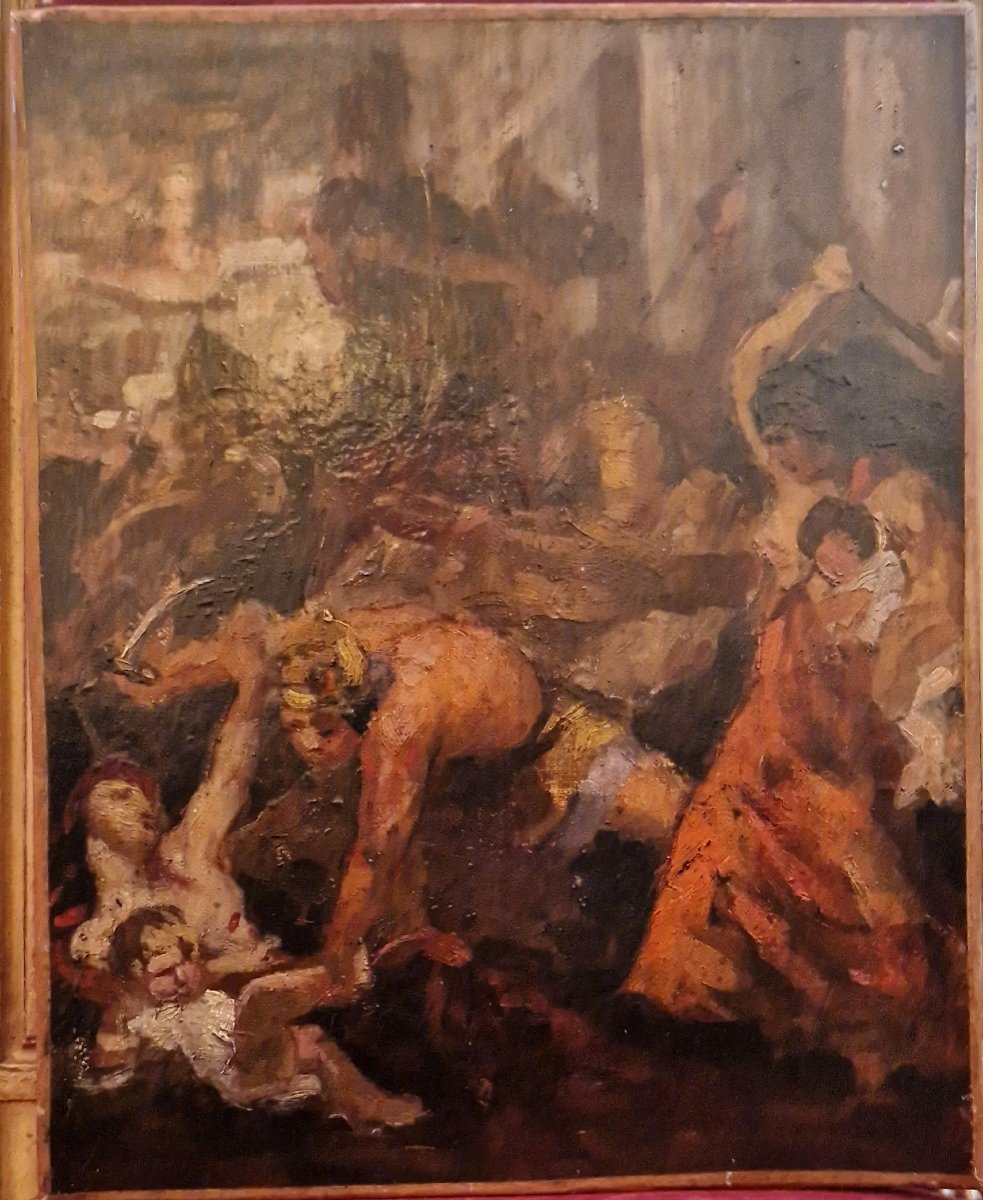 French School 19th Century The Massacre Of The Innocents Oil On Canvas