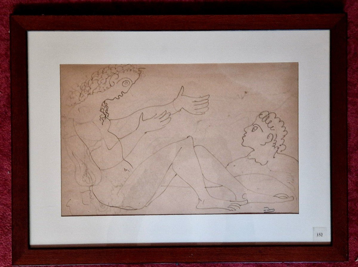 André Derain 1880-1954 The Conversation Pen Drawing-photo-4