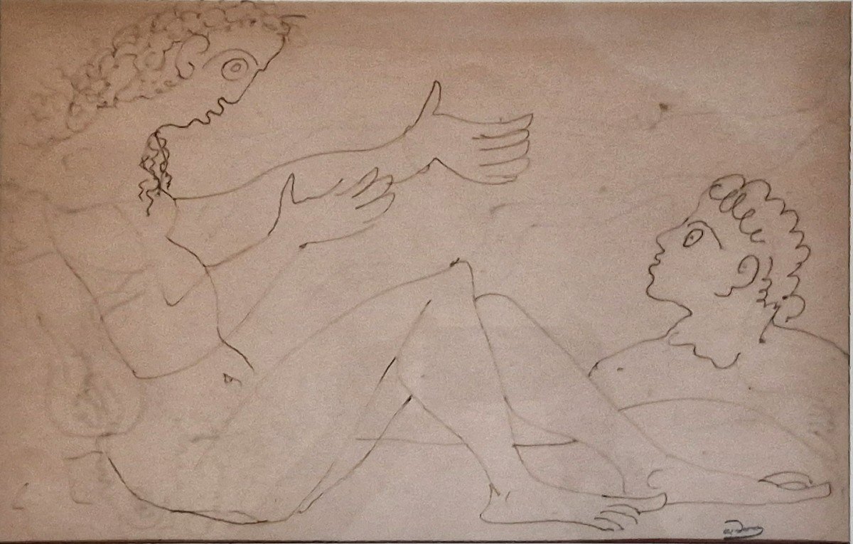 André Derain 1880-1954 The Conversation Pen Drawing