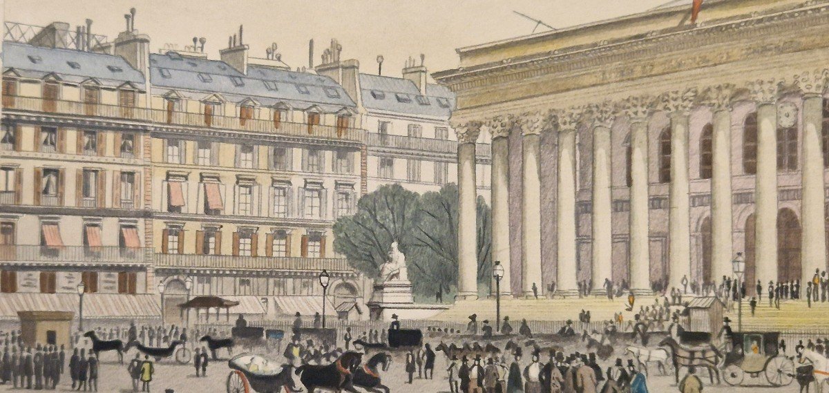 The Palais De La Bourse Watercolor 19th Century-photo-1