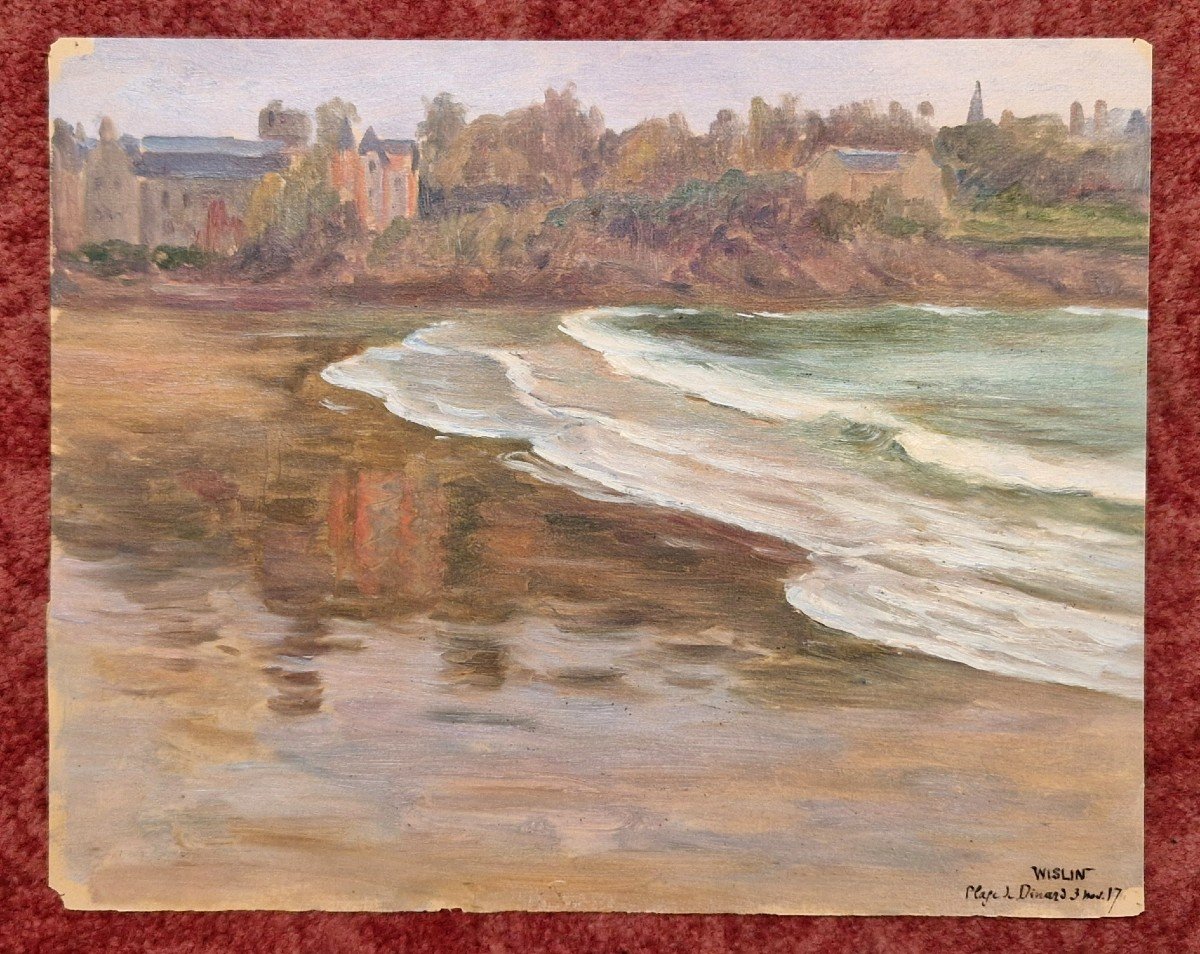Charles Wislin 1852-1922 The Beach Of Dinard Oil On Paper
