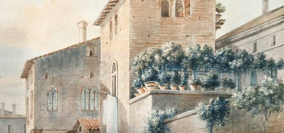 Victor Jean Nicolle 1754-1826 A Square In Venice Watercolor-photo-4