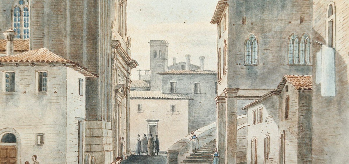 Victor Jean Nicolle 1754-1826 A Square In Venice Watercolor-photo-1