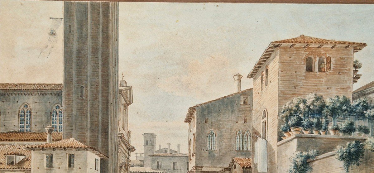 Victor Jean Nicolle 1754-1826 A Square In Venice Watercolor-photo-2