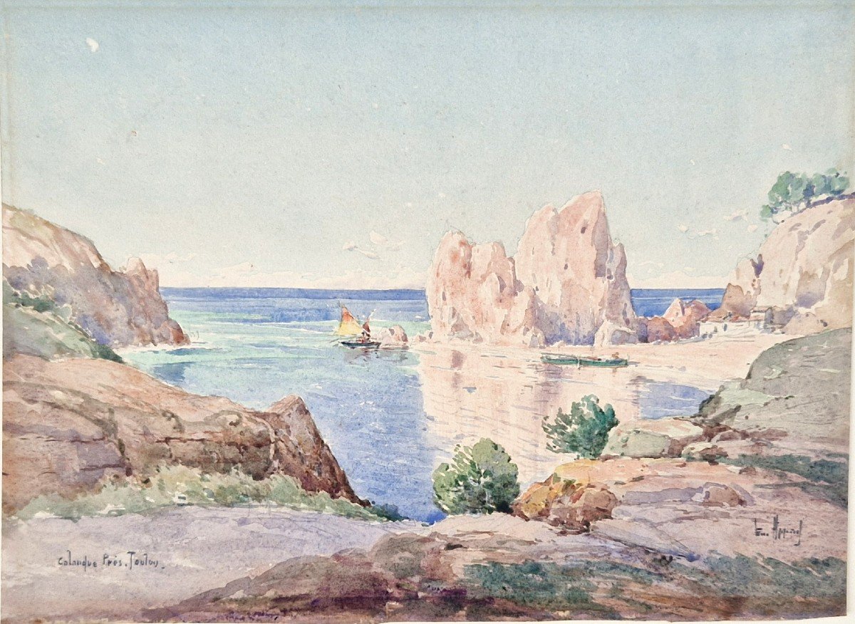 Emile Appay 1876-1935 Calanque Près De Toulon Aquarelle