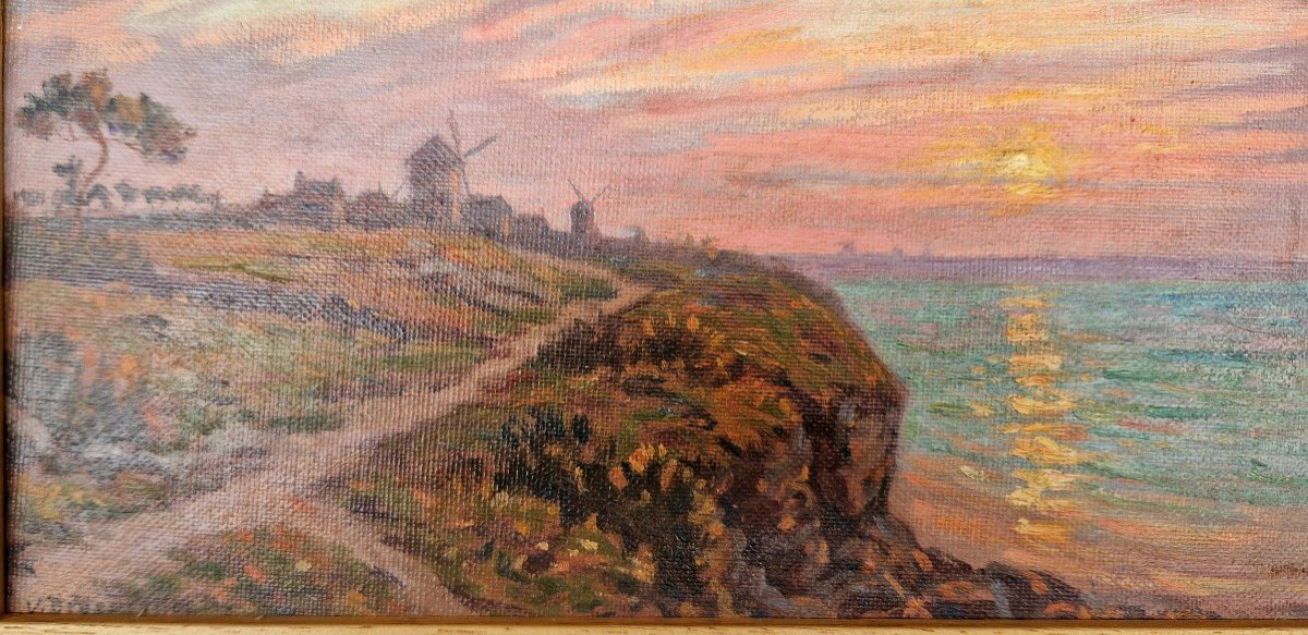 Victor Brugairolles 1869-1936 Sunset At The Moulins Oil On Canvas-photo-2