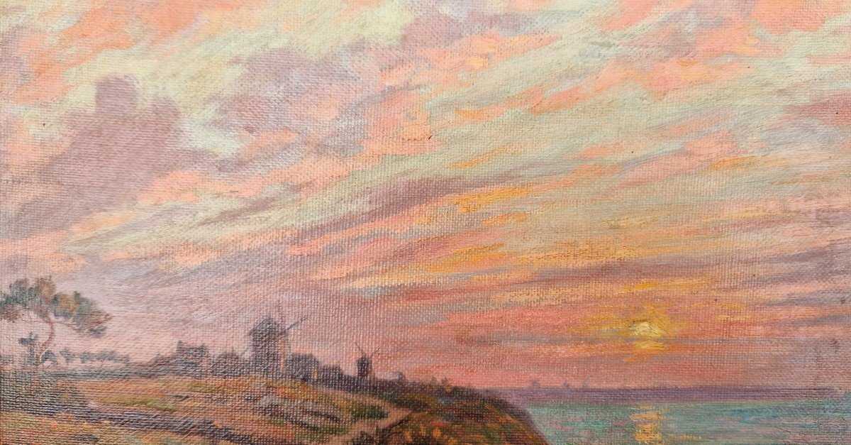 Victor Brugairolles 1869-1936 Sunset At The Moulins Oil On Canvas-photo-4