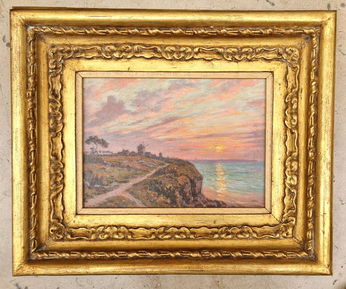Victor Brugairolles 1869-1936 Sunset At The Moulins Oil On Canvas-photo-1