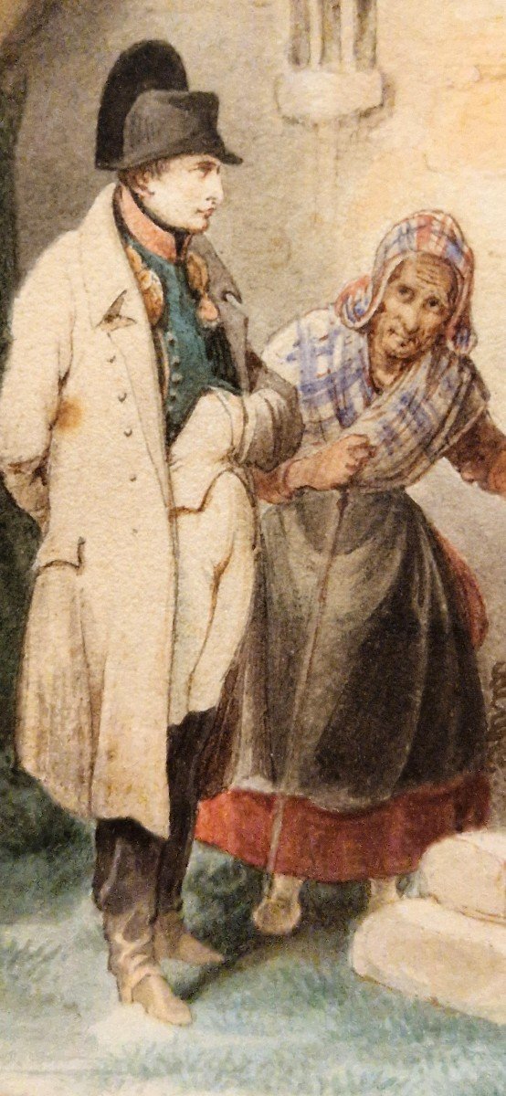 Hippolyte Bellangé 1800-1866 l'Empereur Invité Dans l'Humble Chaumière Aquarelle-photo-3