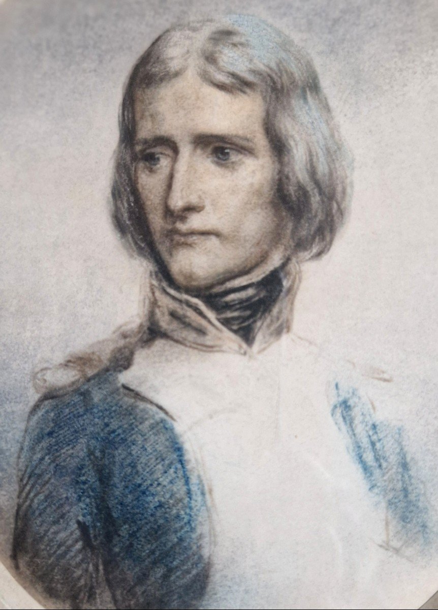 Jean Baptiste Isabey 1767-1855 (entourage De) Bonaparte Capitaine d'artillerie Aquarelle-photo-2