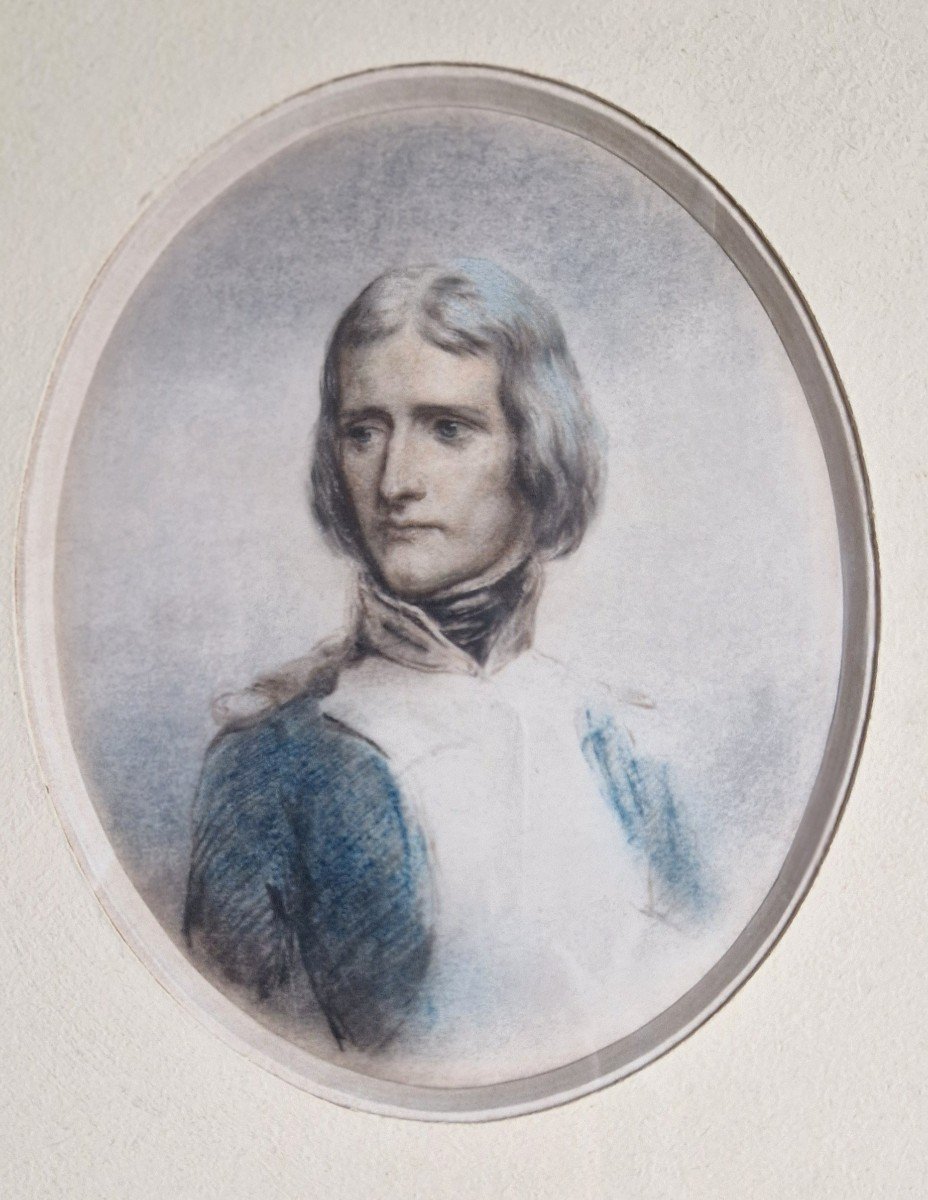 Jean Baptiste Isabey 1767-1855 (entourage De) Bonaparte Capitaine d'artillerie Aquarelle