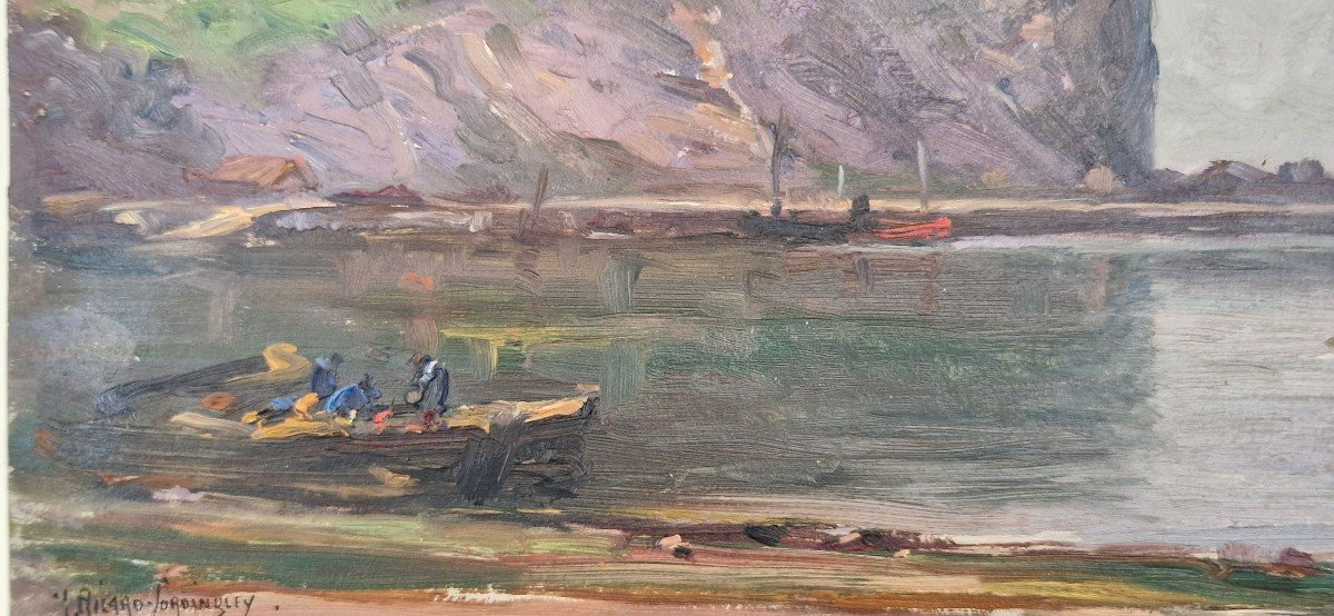 Georges Ricard Cordingley 1873-1939 Entrée Du Port d'Ondarroa Espagne Huile Sur Papier-photo-2