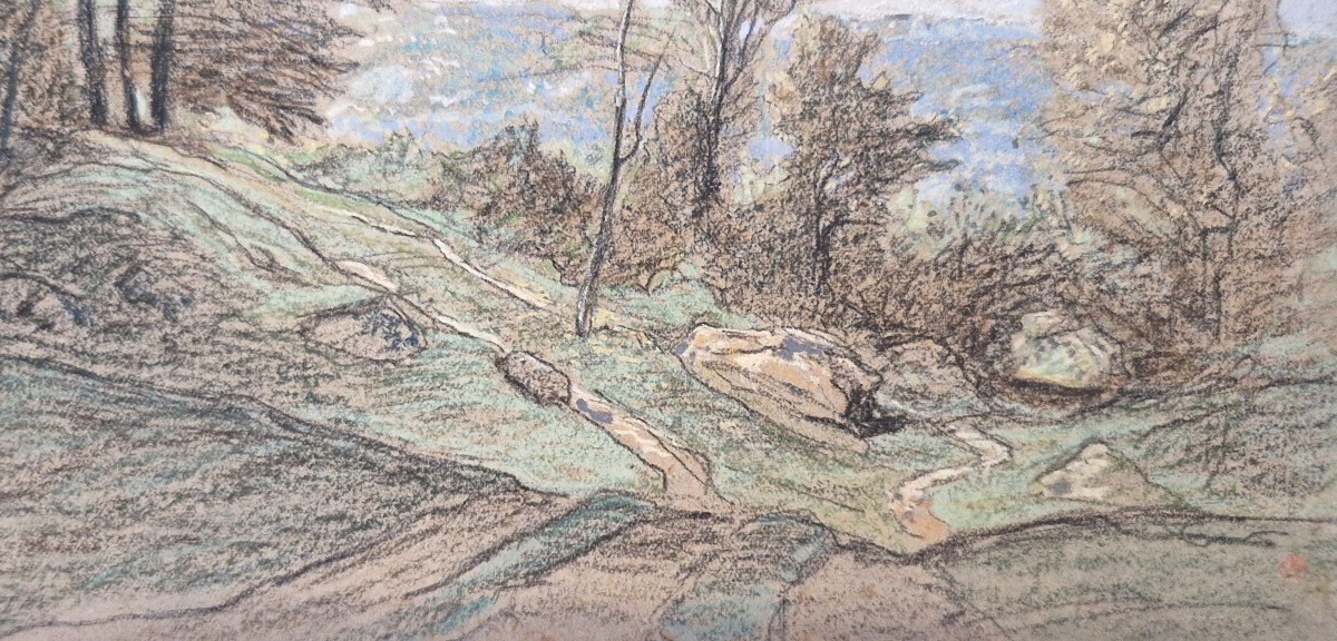 Auguste Anastasi 1820-1889 Le Vallon Watercolor-photo-3