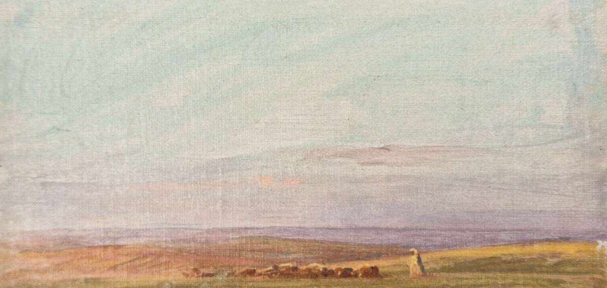 Georges Ricard-cordingley 1873-1939 Shepherd And His Flock In Morocco Oil On Canvas-photo-2