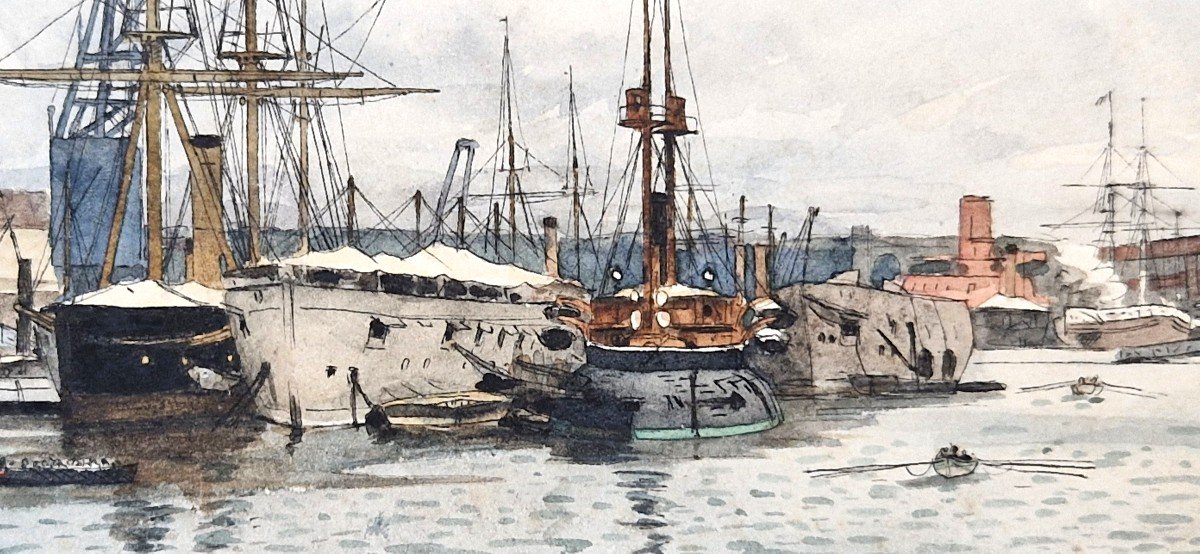 Alexandre Jean-bapstiste Brun 1853-1941 Port Breton Aquarelle-photo-2