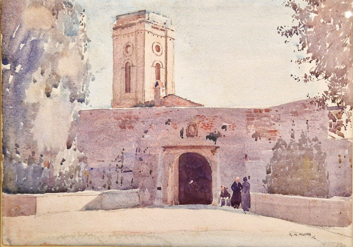 Robert H Munro Born 1886 Chevet Of The Basilica Of San Miniato Al Monte In Florence Watercolour-photo-2