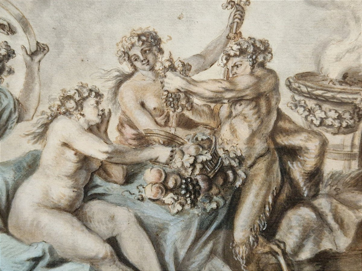 Jacques Philippe Caresme 1734-1796 Bacchanales Aquarelle-photo-4
