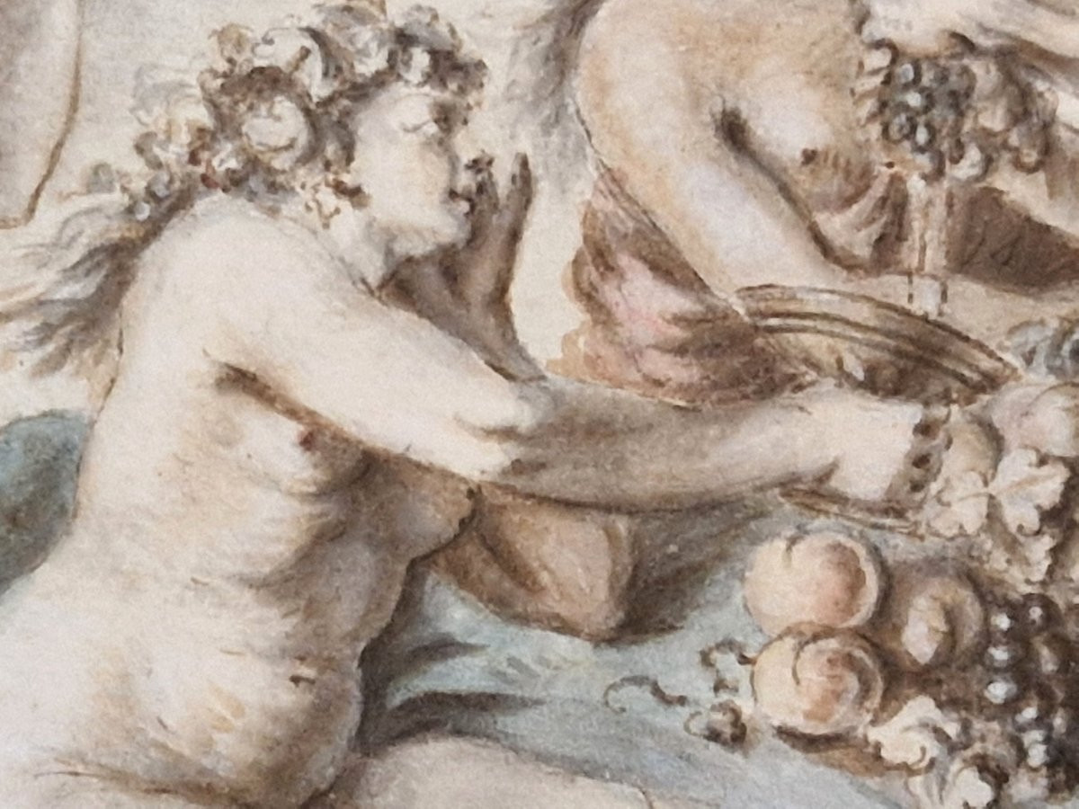 Jacques Philippe Caresme 1734-1796 Bacchanales Aquarelle-photo-2