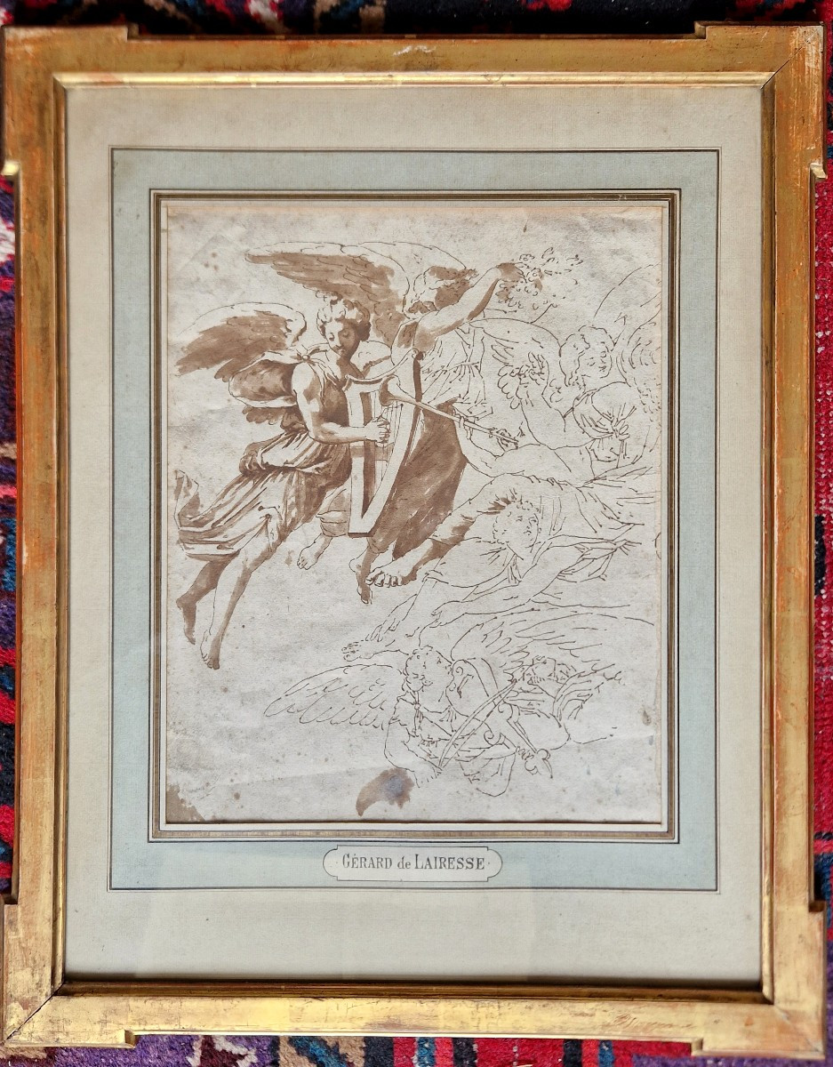 Gérard De Lairesse 1641-1711 (circle) The Musician Angels Wash Drawing