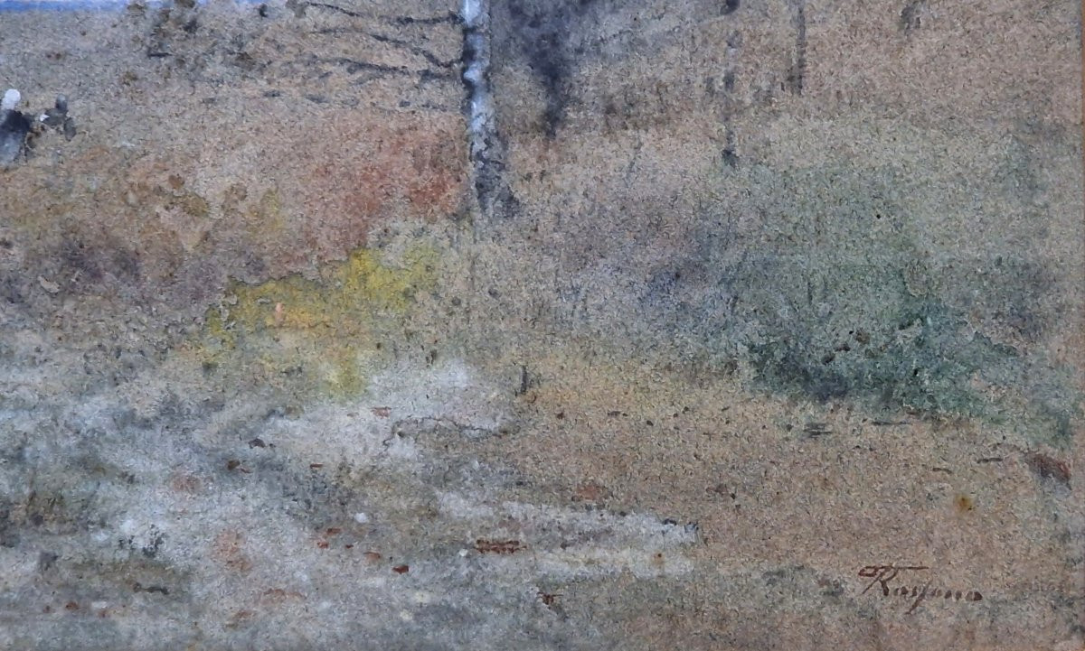 Ferderico Rossano 1835-1912 Landscape At La Mare Pastel-photo-4