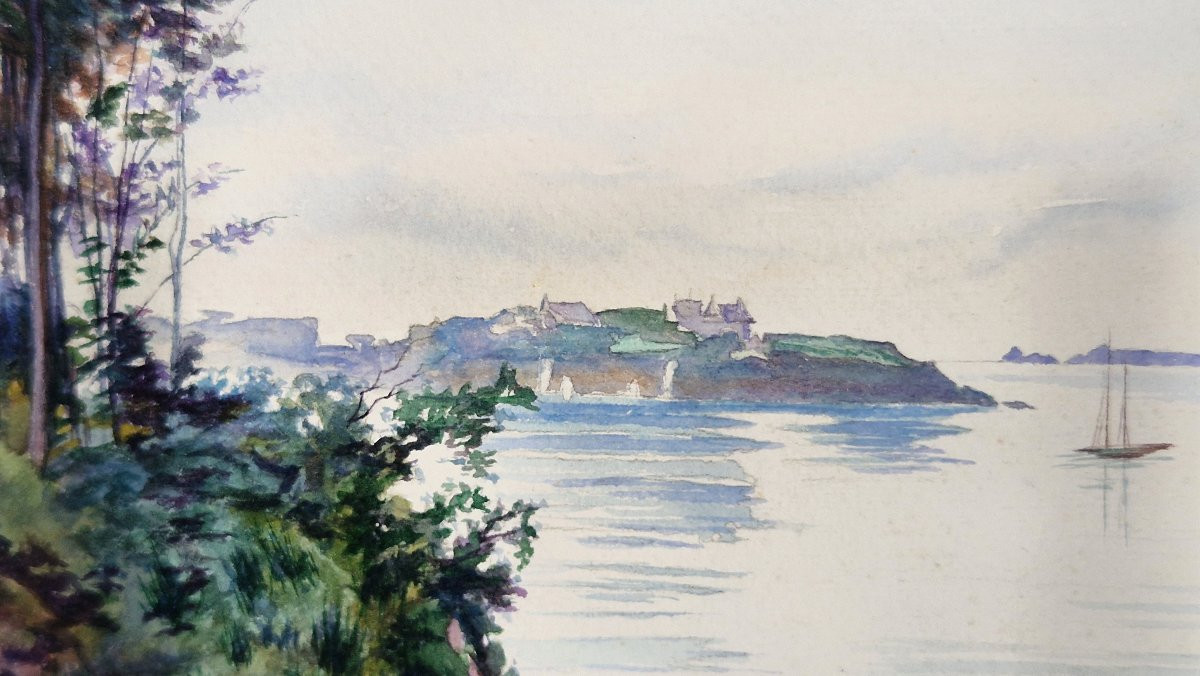 Louis Ponsin 1877-1949 Dinard La Vicomté Aquarelle-photo-2
