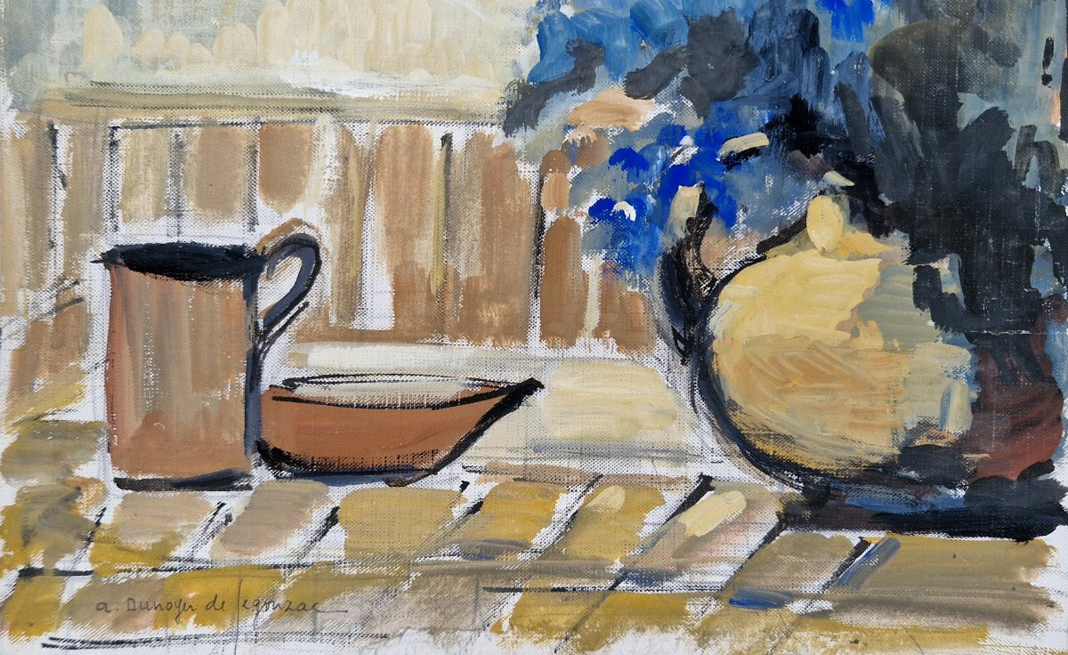 André Dunoyer De Segonzac 1884-1974 Nature morte aux giroflées Huile sur papier-photo-4