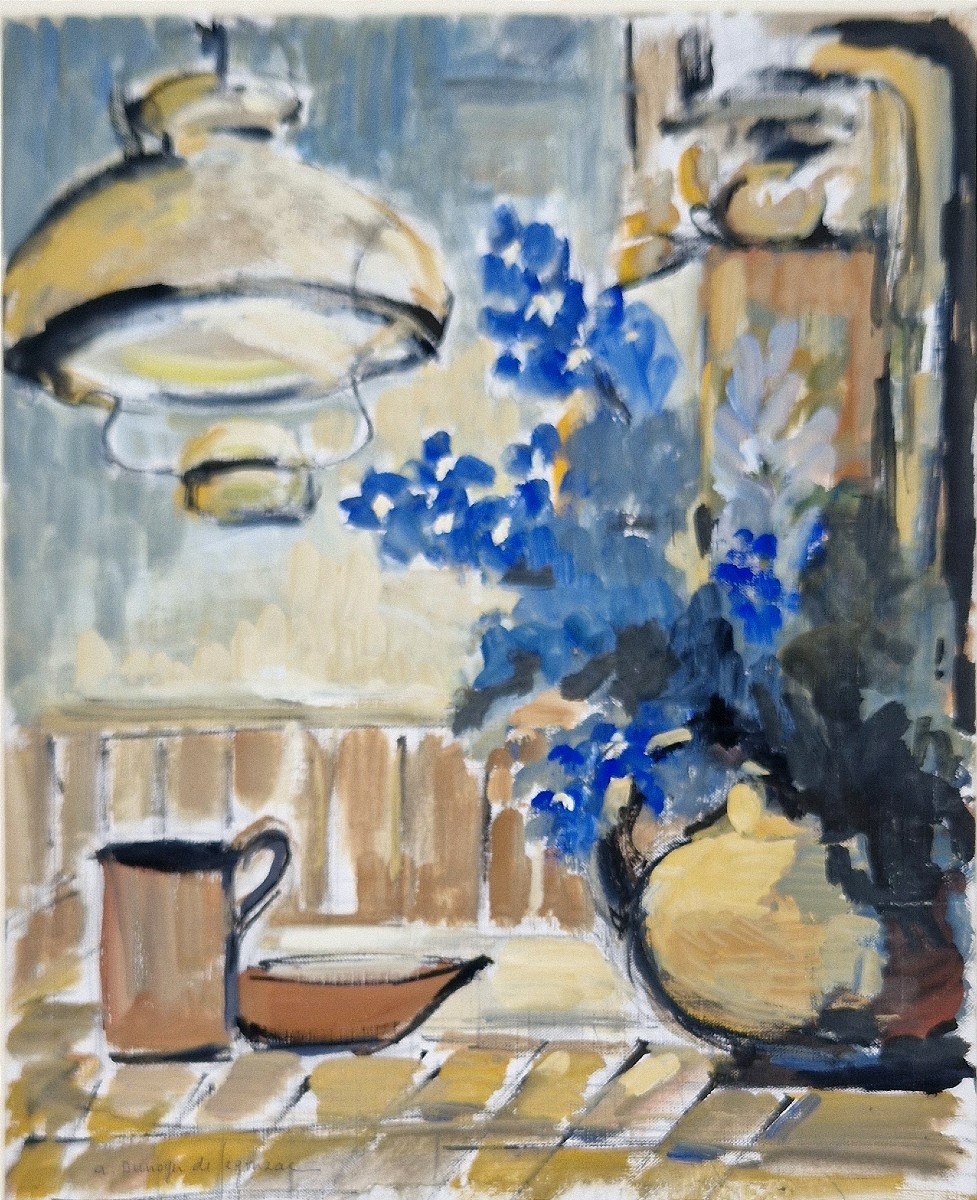 André Dunoyer De Segonzac 1884-1974 Nature morte aux giroflées Huile sur papier