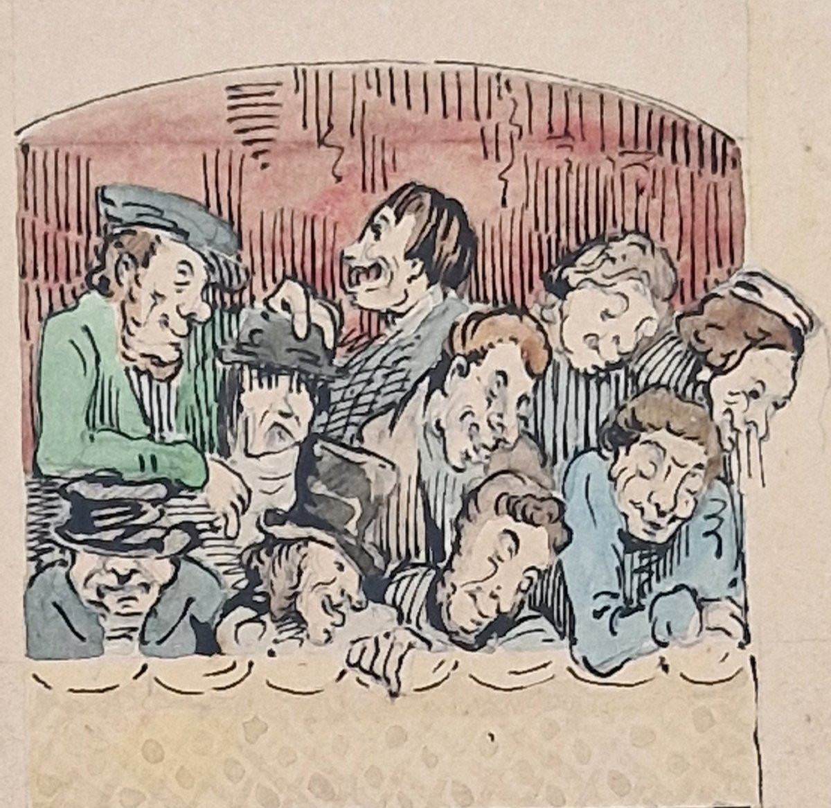 Henry Monnier 1799-1877 At The Theater Watercolor-photo-3