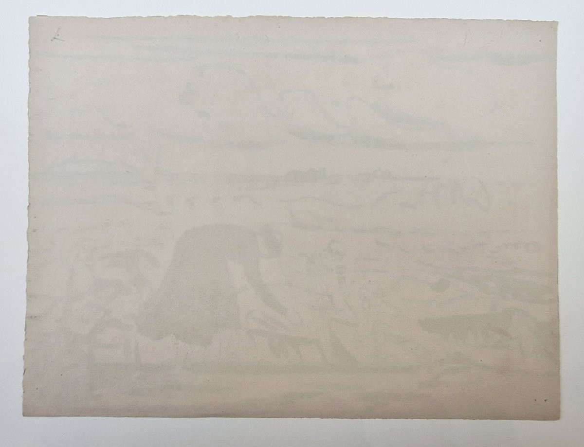 Jules Emile Zingg 1882-1942 Scène de plage à Perros-Guirrec Encre de chine-photo-1
