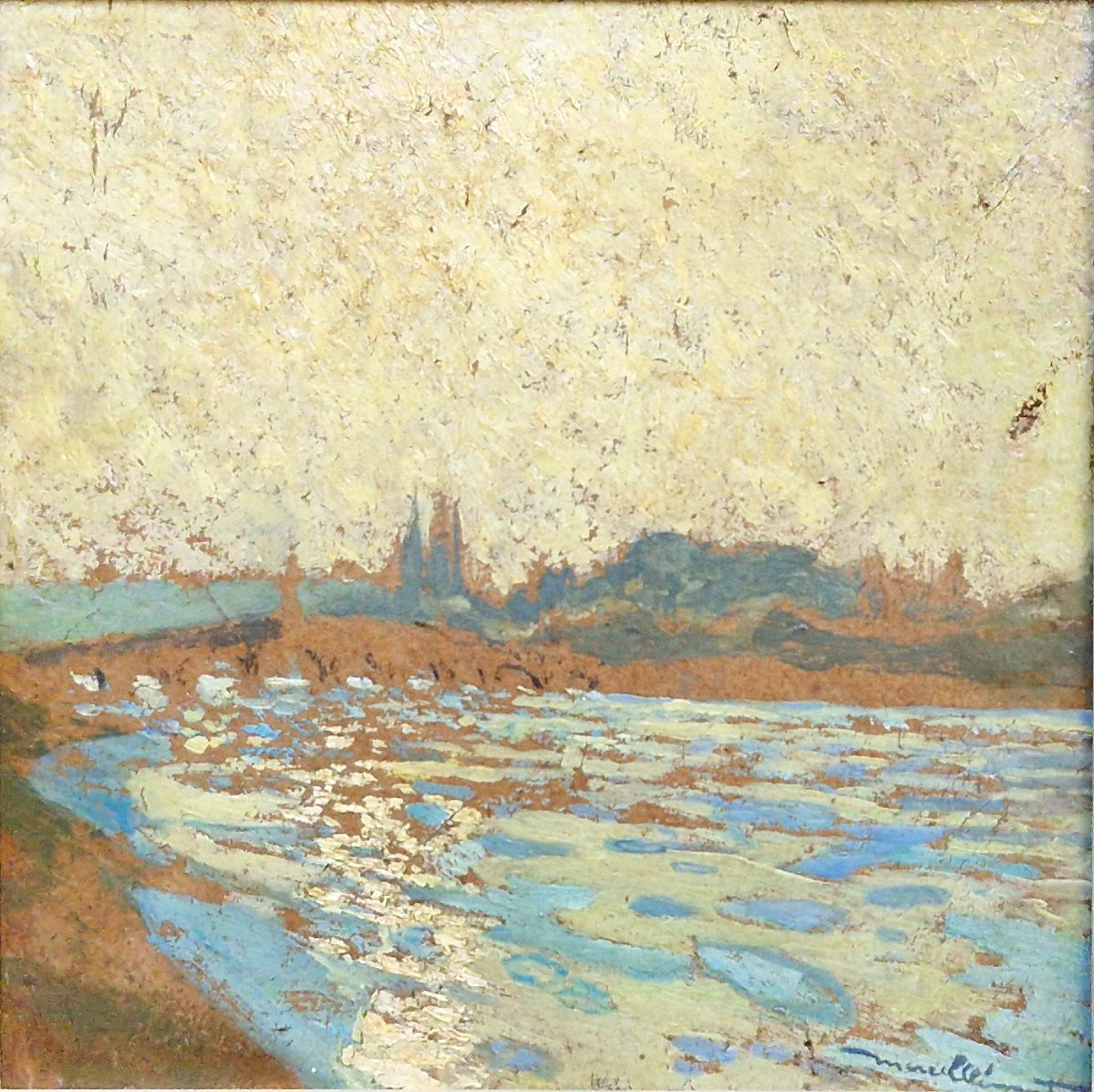 Amédée-Julien Marcel-Clément 1873-1950 Paris La Seine au pont de l'Alma Huile sur carton-photo-2