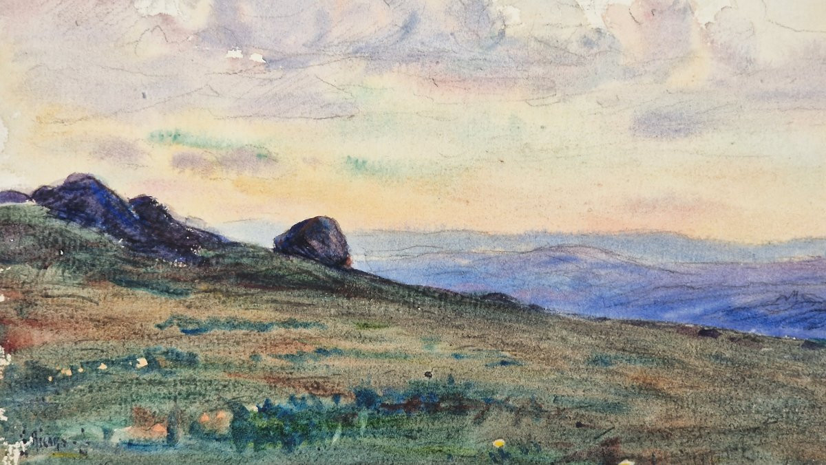 Georges Ricard-Cordingley 1873-1939  Les hauteurs de Mougins Aquarelle-photo-2