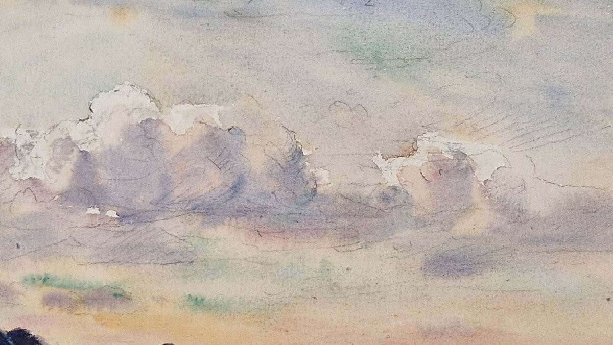 Georges Ricard-Cordingley 1873-1939  Les hauteurs de Mougins Aquarelle-photo-3