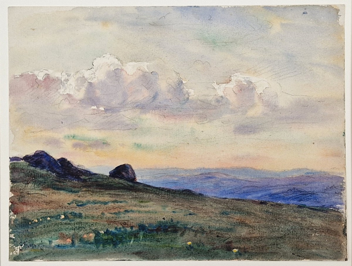 Georges Ricard-Cordingley 1873-1939  Les hauteurs de Mougins Aquarelle