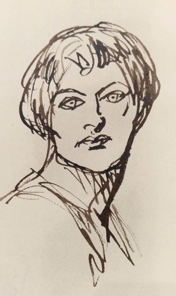 Théophile Alexandre Steinlen 1859-1923 Femme de face Dessin à la pointe de roseau-photo-2