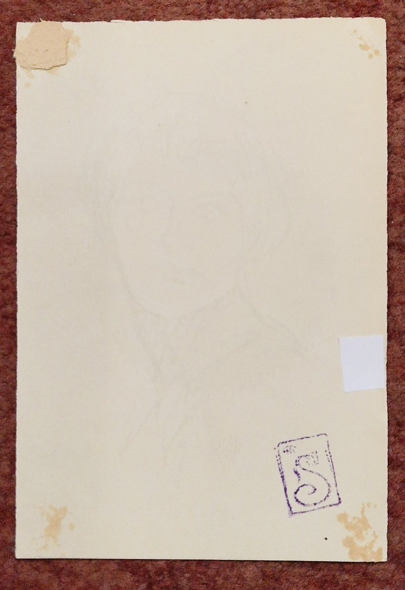 Théophile Alexandre Steinlen 1859-1923 Femme de face Dessin à la pointe de roseau-photo-3