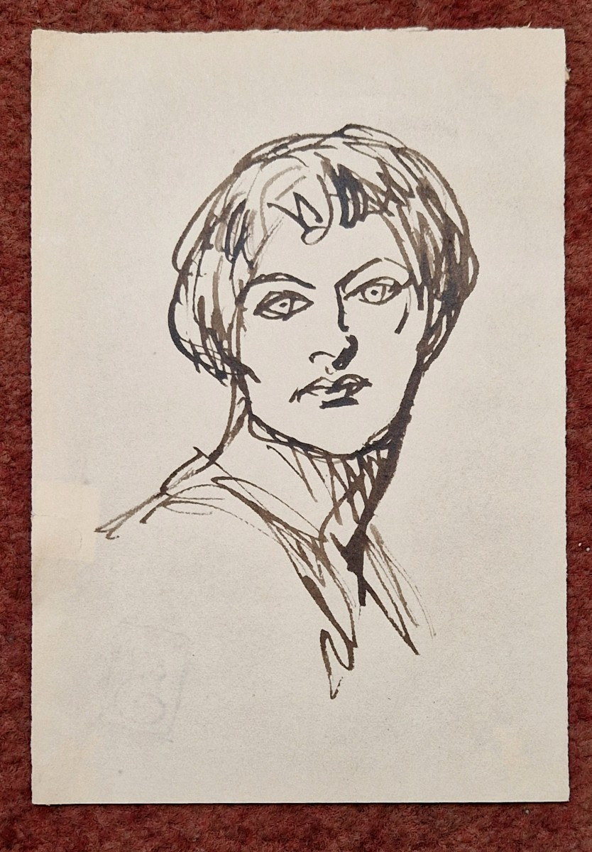 Théophile Alexandre Steinlen 1859-1923 Femme de face Dessin à la pointe de roseau