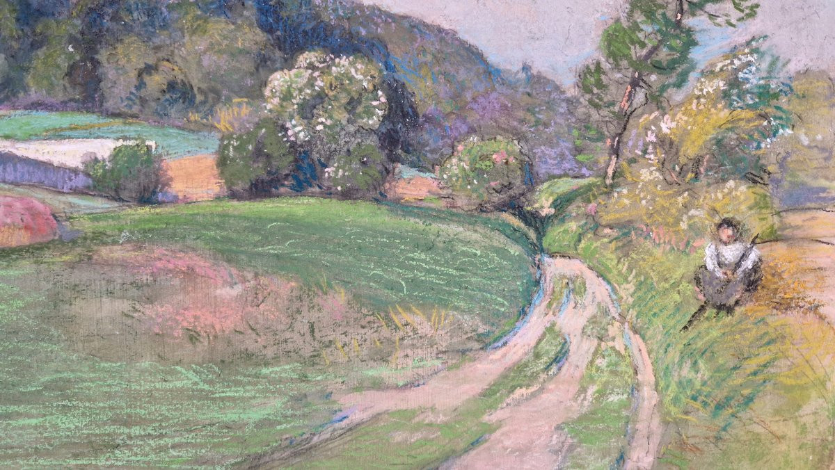 Auguste Lepère 1849-1918 The Tower Of Montlhéry Pastel -photo-1