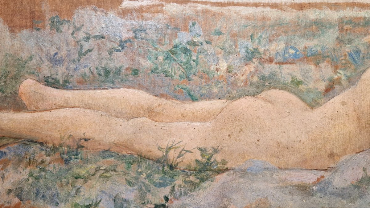 Henri Alberti 1868-1935 Jeune homme rêvant Huile sur papier collée sur chromolithographie-photo-4
