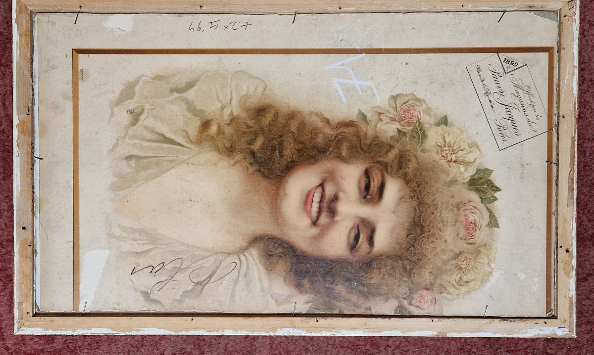 Henri Alberti 1868-1935 Jeune homme rêvant Huile sur papier collée sur chromolithographie-photo-2