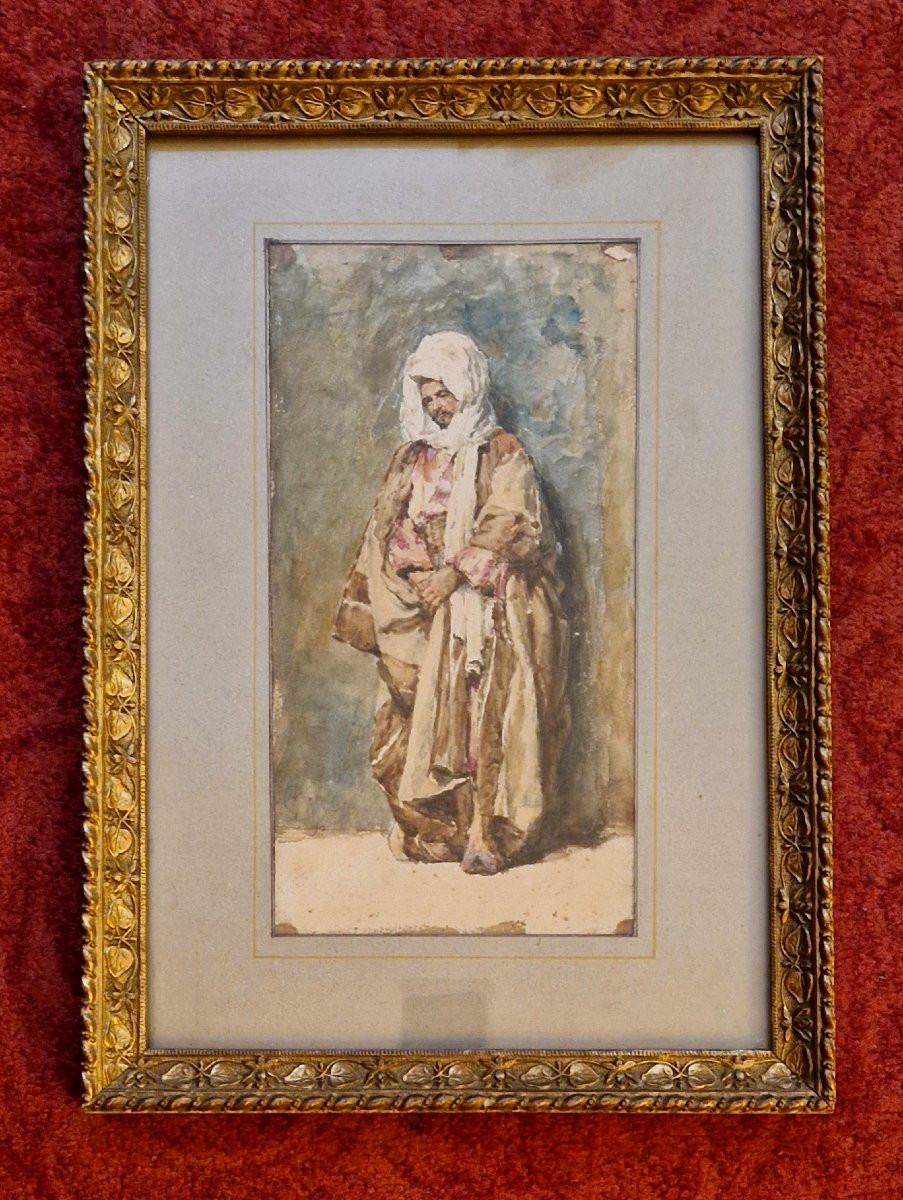 Ettore Roesler Franz 1845-1907 Man Dressed In Oriental Style Watercolor-photo-4