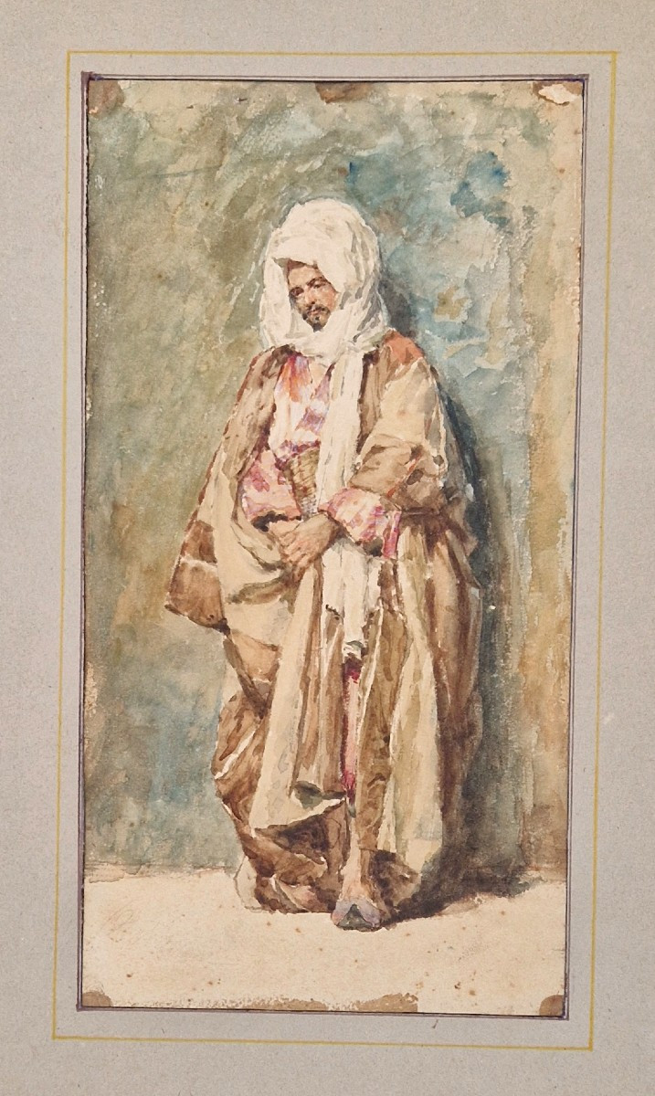 Ettore Roesler Franz 1845-1907 Man Dressed In Oriental Style Watercolor