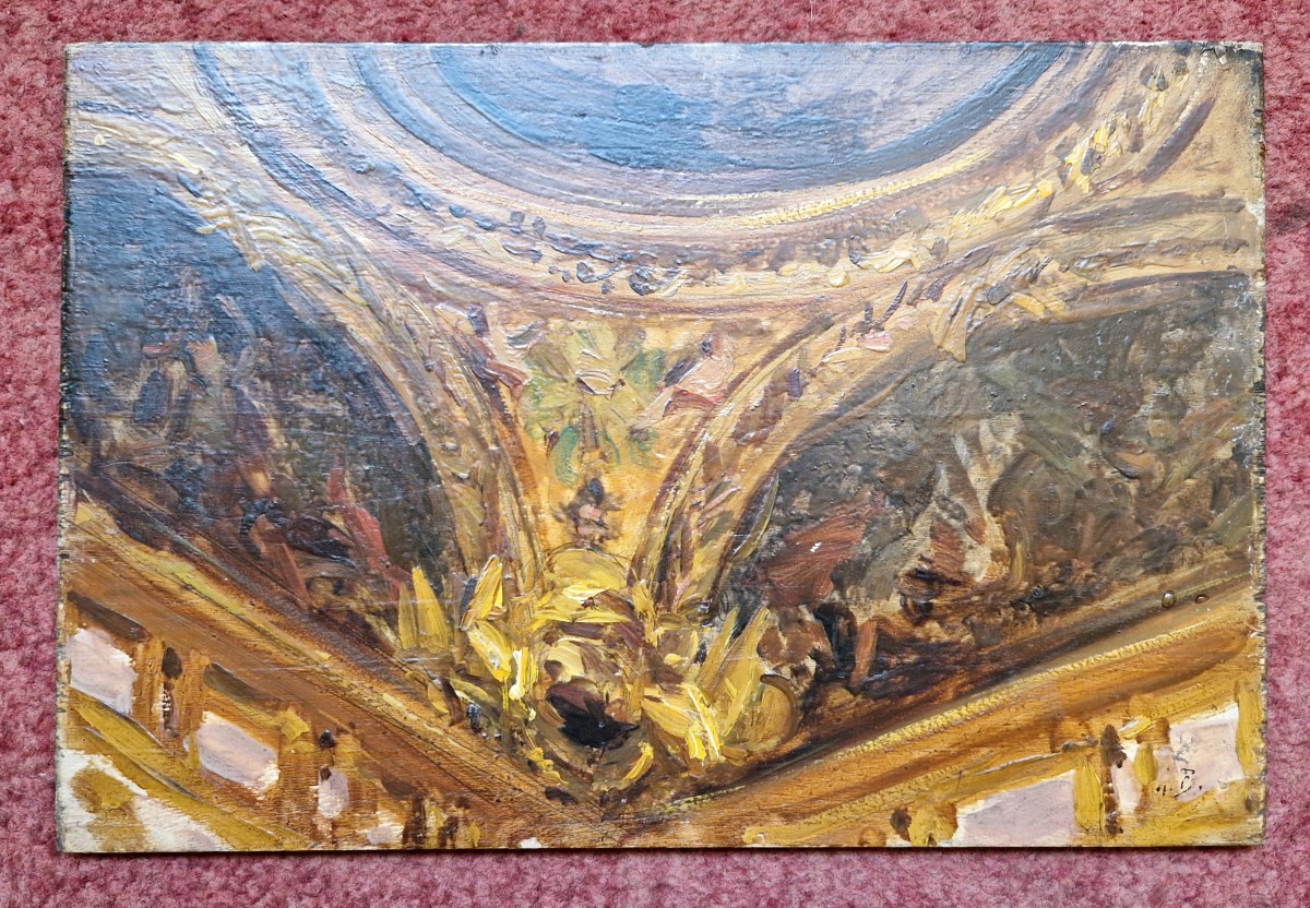 Alexandre Bailly 1866-1947 Ceiling At Versailles Oil On Panel