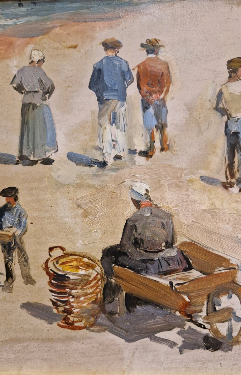 Paul Mathey 1844-1929 Scènes de plage Huile sur panneau-photo-4