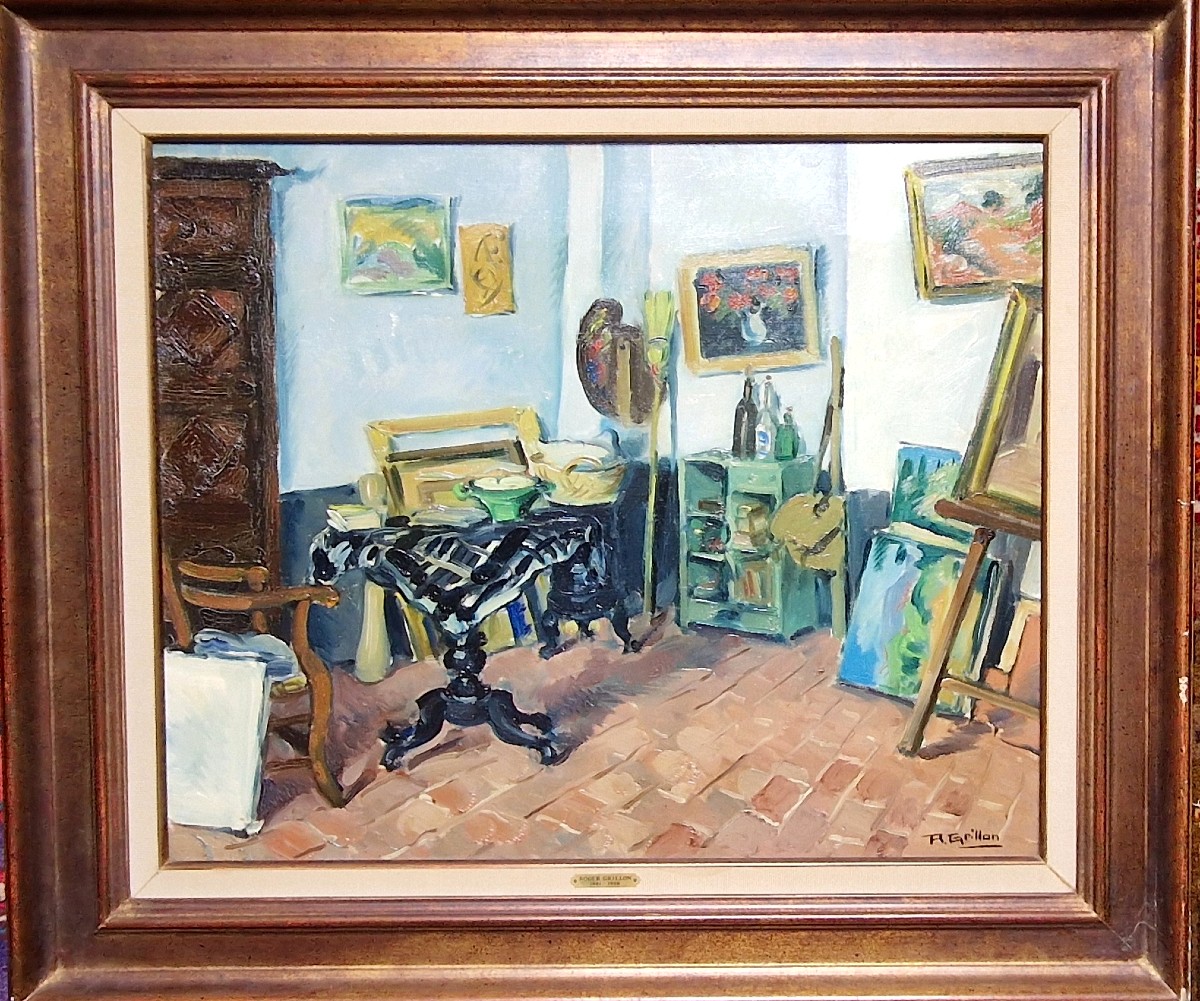 Roger Grillon 1881-1938 The Artist's Studio Oil On Canvas