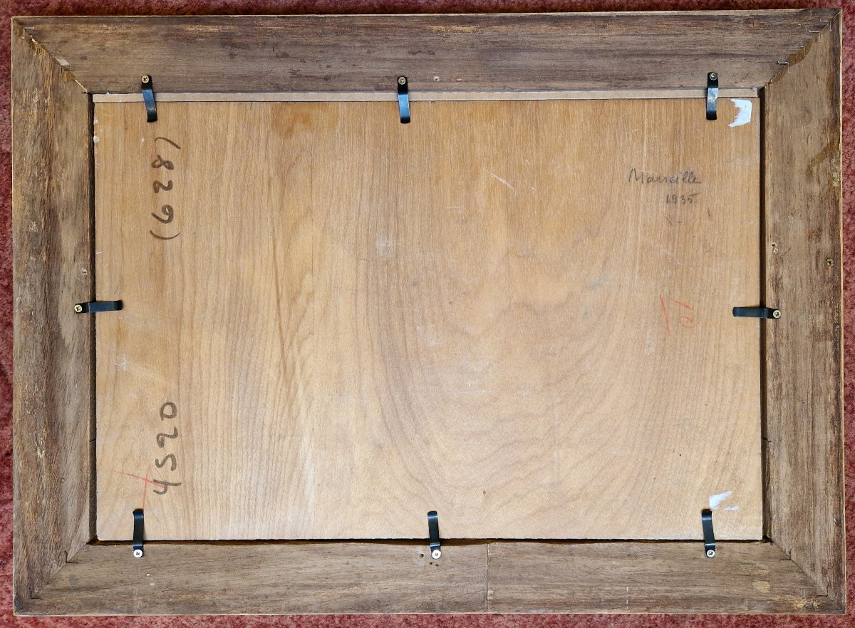 Emile Wegelin 1875-1962 Le port de Marseille Huile sur panneau-photo-3